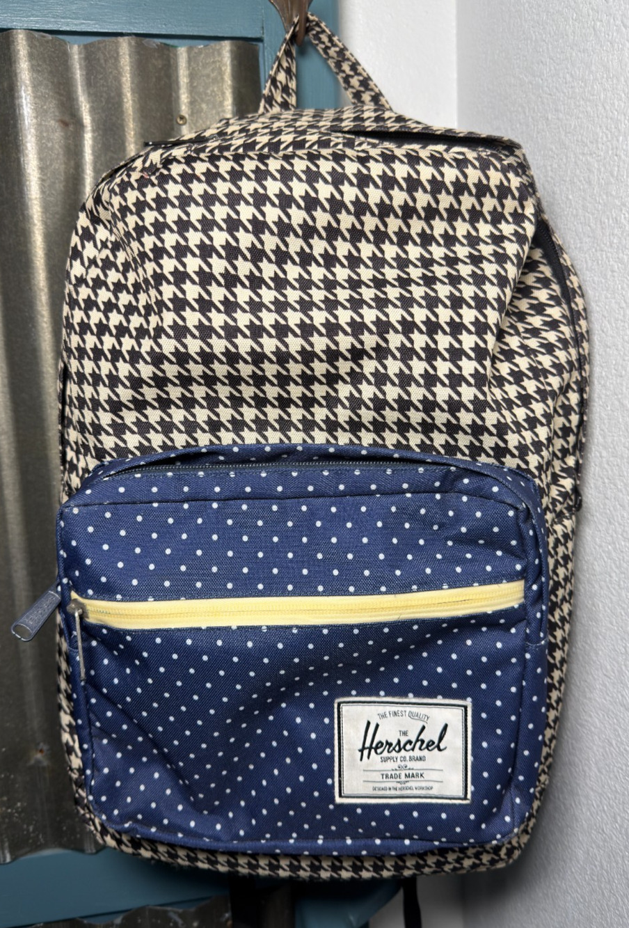 Herschel Supply Co Pop Quiz Backpack Houndstooth Navy Polka Dot School Commute